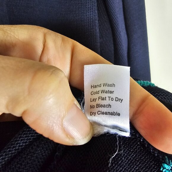 Ming Wang Navy Open-Front Cardigan 1X Aqua Accents Hook Closure Office Mature - Picture 9 of 12